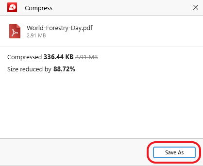 PDF Extra: post-image compression results panel with the